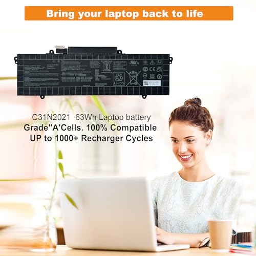C31N2021 Laptop Battery Replacement for Asus Zenbook 14X OLED UX5401 UX5400E UM5400QA UM5401QA UM5401RA UP5401ZA UX5400EA UX5401EA UX5400EG UX5400ZB UX5400ZF Series 0B200-04030000 - size: 10.63*3.46*0.29inch C31N2021