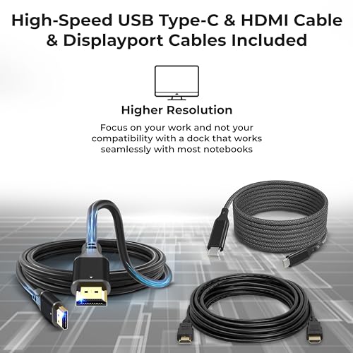 40AF0135US Lenovo Docking Station Dual Monitor Hybrid USB-C with USB-A - 1 Year Warranty, Thinkpad Dock w/ 135W Adapter, ANYHDD HDMI, DisplayPort, USB-C Cables, Cloth - Lenovo Laptop Docking Station - style: 40AF0135US New