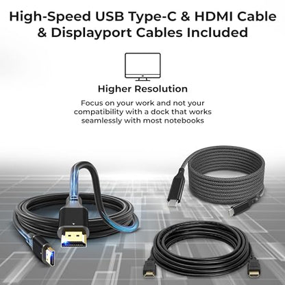 40AF0135US Lenovo Docking Station Dual Monitor Hybrid USB-C with USB-A - 1 Year Warranty, Thinkpad Dock w/ 135W Adapter, ANYHDD HDMI, DisplayPort, USB-C Cables, Cloth - Lenovo Laptop Docking Station - style: 40AF0135US New