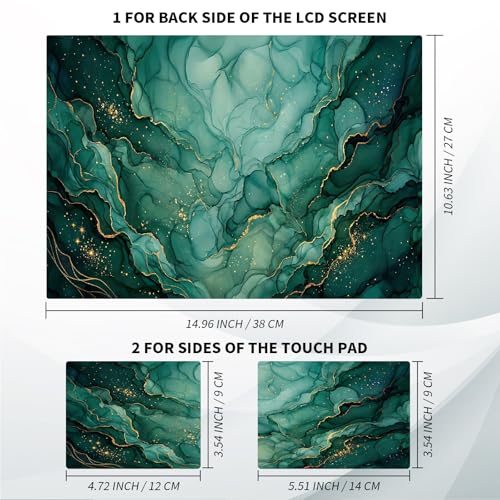 Universal Laptop Skin, DIY Cut-to-Fit Vinyl Cover Compatible with HP, Dell, Lenovo, Mac (13.3" to 15.6"), Anti-Scratch, No Residue & Bubble-Free Protective Decal Sticker, Emerald Gold Marble - color: Emerald Gold Marble