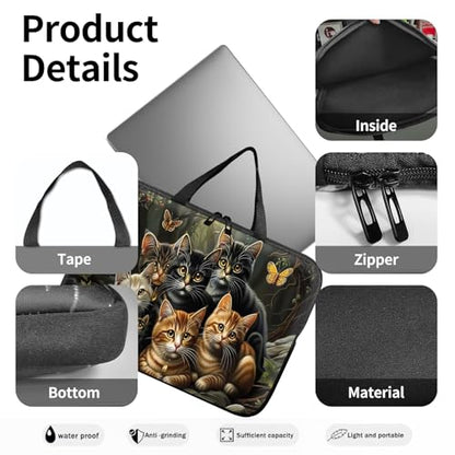 14" 15" Laptop Handle Bag Computer Bag,14.2" 15.4 inch Pouch Holder Notebook Sleeve Cover Compatible for Dell,Lenovo,Toshiba HP, Asus Notebook Messenger Briefcase-A bunch of Cute Cats - color: A Bunch of Cute Cats