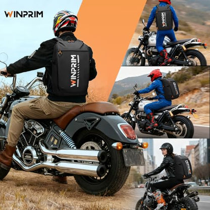 Motorcycle Helmet Backpack Large Capacity Reflective Waterproof Laptop Backpack with Padded Electronics Compartment Mochilas Para Motociclistas for Cycling Hiking Riding