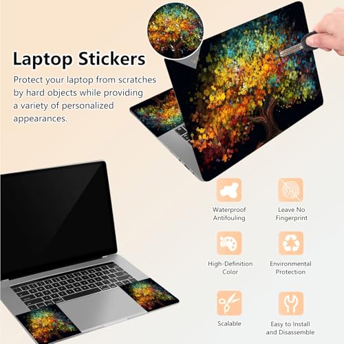 Laptop Skin Sticker Decal 15.6 Inch,12 13 13.3 14 15 15.6 in Laptop Netbook Skins for Notebook,Art Decal Removable Waterproof Scratch Resistant,Universal Vinyl Cover,Colorful Tree Autumn - color: Colorful Tree Autumn