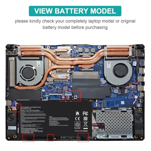 48Wh B31N1726 Laptop Battery for Asus FX80 FX80G FX80GD FX80GE FX80GM FX86 FX86FE FX86FM TUF FX504 FX504GE FX504GM FX505 FX505DT FX505DY FX505GE FX505GD FX505GM FA506IU A17 FA706II B31BNEH B31BN91 - size: 7.28x3.77x0.31inch B31N1726