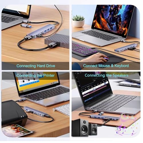 USB C Hub USB Hub 3.0, VIENON Aluminum 8 in 1 USB Extender with SD/TF Card Reader, 3.5mm Aux Headphone Jack for MacBook Pro Air and More PC/Laptop/Tablet Devices