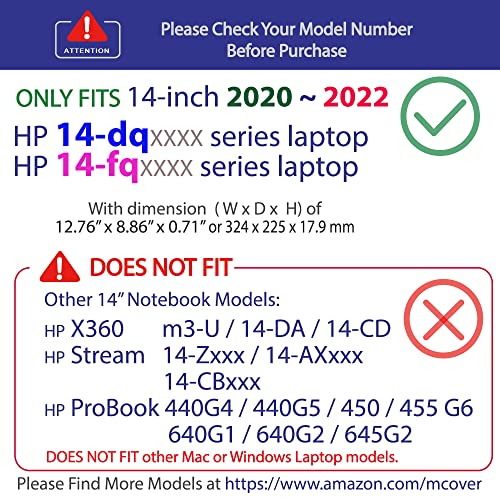 mCover Case Only Compatible for 2020~2022 14" HP 14-DQxxxx / 14-FQxxxx Series Windows PC (NOT Compatible with Any Other HP Models) - Clear - color: Clear