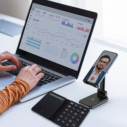 ciciglow Bluetooth Number Pad, Rechargeable Wireless Numeric Keypad Foldable 23 Keys with Calculator Touchpad External Numpad Keyboard Data Entry