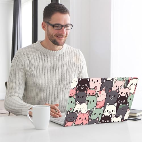 Universal Laptop Skin, DIY Cut-to-Fit Vinyl Cover Compatible with HP, Dell, Lenovo, Mac (13.3" to 15.6"), Anti-Scratch, No Residue & Bubble-Free Protective Decal Sticker, Cute Pastel Cat Pattern - color: Cute Pastel Cat Pattern