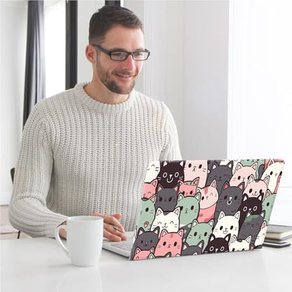Universal Laptop Skin, DIY Cut-to-Fit Vinyl Cover Compatible with HP, Dell, Lenovo, Mac (13.3" to 15.6"), Anti-Scratch, No Residue & Bubble-Free Protective Decal Sticker, Cute Pastel Cat Pattern - color: Cute Pastel Cat Pattern