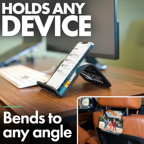 Airplane Phone Holder - Foldable Phone Stand for Plane Travel | Aluminum Build, 9 x 5 in. Boho Blue, Tabletop Mount Desk, Plane Tray Seat back, Treadmill, Fits iPhone Cell Phone - color: Boho Blue, size: Large
