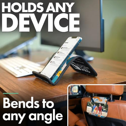 Airplane Phone Holder - Foldable Phone Stand for Plane Travel | Aluminum Build, 9 x 5 in. Boho Blue, Tabletop Mount Desk, Plane Tray Seat back, Treadmill, Fits iPhone Cell Phone - color: Boho Blue, size: Large