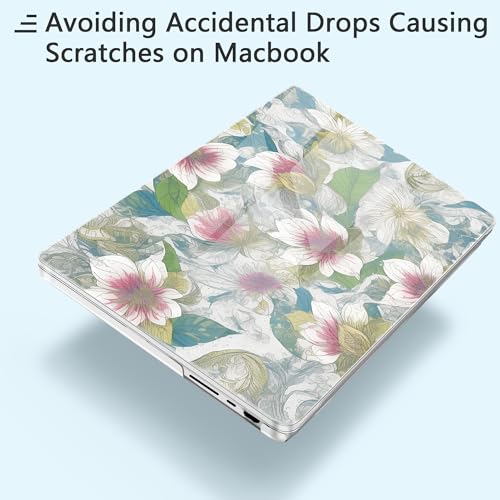for New MacBook Pro 14 inch Case 2025 M5 2024 M4 2023 Release– Fashionable Lightweight Floral Design Transparent HD Clear Laptop Shell, with TPU Keyboard Cover & OTG Adapters, Lotus - color: Lotus