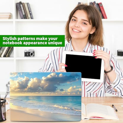 Laptop Skin Sticker Decal, Universal Protective Cover Fit 12 13 14 15.6 Inch Notebook, Reusable Water-Resistant Vinyl Decal w/ 2 Wrist Pads for Business Travel Office, Blue Beach 1 - color: Blue Beach 1