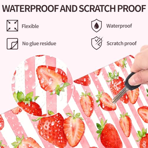 3Pcs Strawberry Laptop Skin Sticker Candy Strip Universal Removable Vinyl Stickers Fits for 12.1 13 14 15.6 16 Inch Waterproof Notebook Decal Cover Gift - style: strawberry