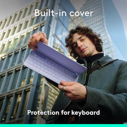 Logitech Keys-to-GO 2 Portable Bluetooth Tablet Keyboard - Lilac | Built-in cover, slim & compact wireless design, for Windows, Android, Linux, iPad, iPhone, Mac, Apple TV - color: Lilac, style: Keys-To-Go 2