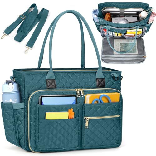 RAINSMORE Teacher Tote Bag 15.6 inch Laptop Bag for Women Work Bags Laptop Tote Nurse Bag Professional Computer Messenger with Insulated Pocket, Laptop Briefcase for Office, College, Nursing, Teal - color: Dark Green, size: 15.6 inch