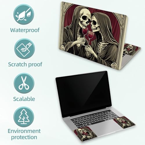 Universal Laptop Skin Decal, 3-Piece Vinyl Protector for 12 13 14 15.6" Notebook, Waterproof Anti-Scratch, Easy Trim & Bubble-Free Finish, Skeleton and His Lover - color: Skeleton and His Lover