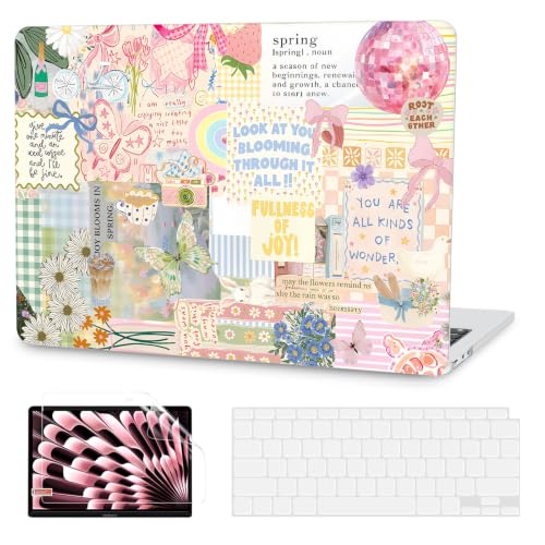 G JGOO Compatible with MacBook Air 13 inch Case 2026 2025-2022 M5 A3449 M4 A3240 M3 A3113 M2 A2681, Hard Shell for MacBook Air 13.6 inch Case + Keyboard Cover + Screen Protector, Butterfly Collage - color: Butterfly Collage