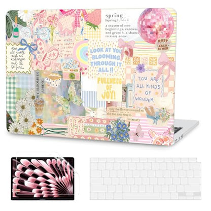 G JGOO Compatible with MacBook Air 13 inch Case 2026 2025-2022 M5 A3449 M4 A3240 M3 A3113 M2 A2681, Hard Shell for MacBook Air 13.6 inch Case + Keyboard Cover + Screen Protector, Butterfly Collage - color: Butterfly Collage