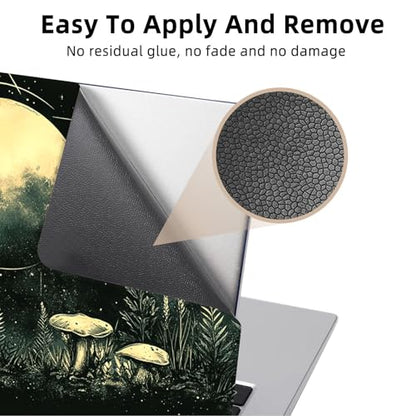 Aesthetic Laptop Skin Cover,12-15.6 Inch Universal Vinyl Sticker Decal,Moonlight Mushrooms Forest Waterproof Scratch-Resistant Notebook Wrap,Removable Residue-Free Protector - color: Moonlight Mushrooms Forest