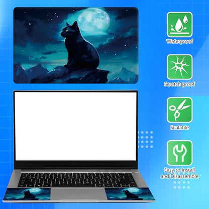 Universal Laptop Skin Sticker Decal for 11.6”12" 13" 13.3" 14" 15" 15.4" 15.6" Reusable Waterproof Scratch-Scratch Resistant Protective Vinyl Laptop Notebook Skin Stickers - Moon Cat - color: Moon Cat
