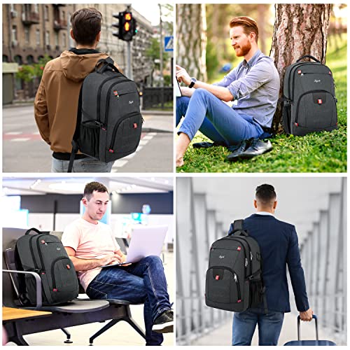 CAFELE Backpack,Waterproof Large 17in Laptop Backpack for Trip School Work Bookbag Computer Rucksack with USB Charging Port,Water Resistant Sturdy Backpack for Men Women,Grey | USB Charging Port, Water Resistant, Large Capacity, For Trip School Work - col