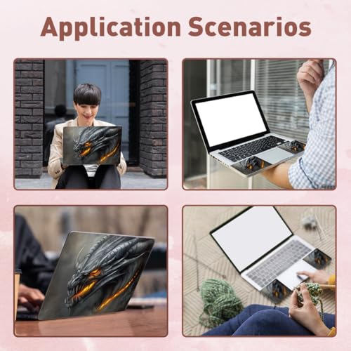PLIGREAT Laptop Skin Stickers, Reusable Netbook Skin Sticker Vinyl Decals for PC Notebook Laptops Keyboard Cover Universal 12" 13" 13.3" 14" 15 Inch Dragon Laptop Case Protector Film - color: Dragon