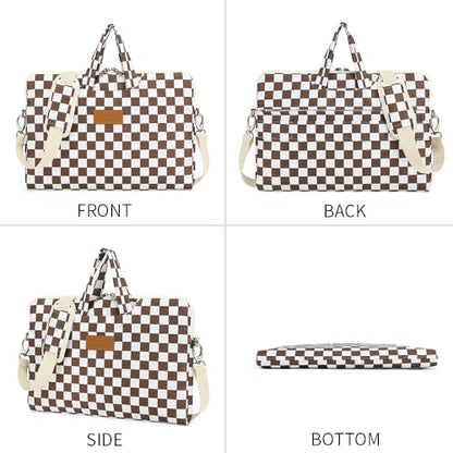 canvaslife Waterproof Pattern Resistant Laptop Shoulder Messenger Bag for Pro 16 inch and 15.6 inch-16 inch Laptop (brown Checker) - color: Brown Checker, size: 15 inch/15.6 inch