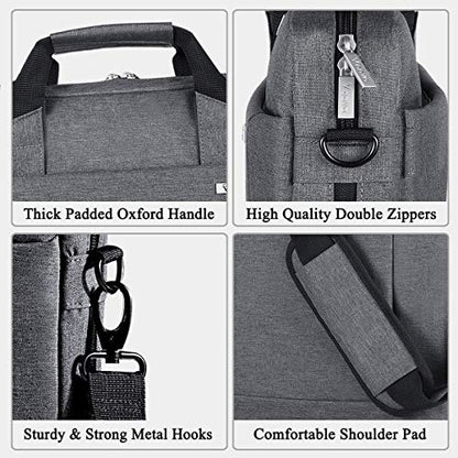 Voova 15.6-15 Inch Laptop Bag, Computer Bag, MacBook Bag, Gray | Expandable splash-proof laptop messenger bag with removable strap; fits notebooks, MacBook, HP, Dell, Lenovo and Asus - color: Gray, size: 14-15.6 Inch