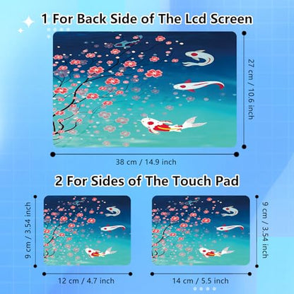 Universal Laptop Skin Sticker Decal for 11.6”12" 13" 13.3" 14" 15" 15.4" 15.6" Reusable Waterproof Scratch-Scratch Resistant Protective Vinyl Laptop Notebook Skin Stickers - Cherry Blossom and Fish - color: Cherry Blossom and Fish