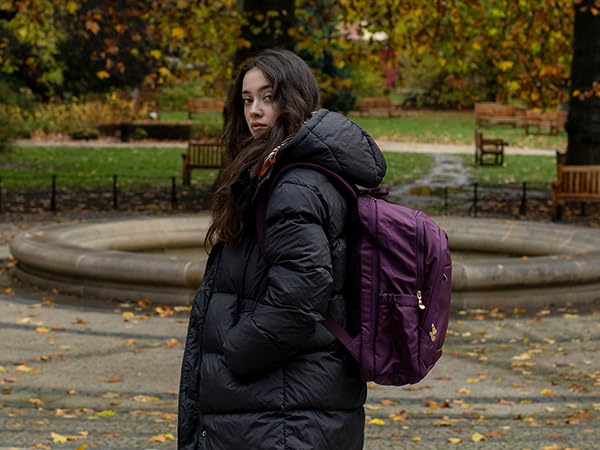 Travel Backpack for Women, 15.6 Inch, Purple | Laptop Backpack, USB Charging Hole, Water Resistant, Large Capacity, College Bookbag - color: Purple, size: 15.6 Inch without Wheels