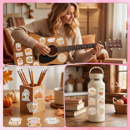 100 Pcs Fall Bookish Stickers for Adult, Vinyl Pumpkin Decals | Reading Autumn Season Design, Waterproof, for Water Bottle Laptop Journal Scrapbook - style: Fall Bookish