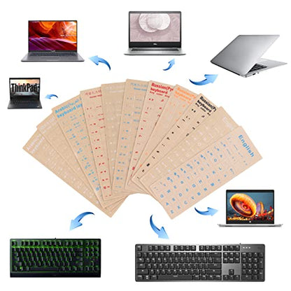 English Keyboard Stickers Big Letter Full Set (120 Pcs), Universal PC Computer Laptop Desktop Keyboard Replacement English Keyboard Stickers, Transparent Background with White Lettering（2 Pack） - color: English transparent/white letters