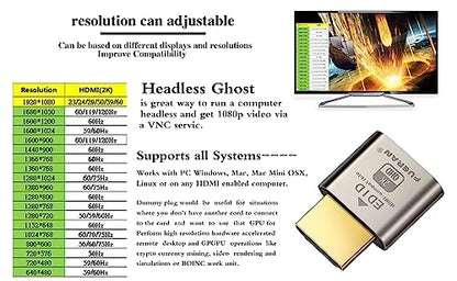 Dummy Plug fit-Headless Display Emulator 10 Packs DDC EDID Headless Ghos with Windows Mac OSX Linux High Resolution Virtual Monitor Display Adapter HDMI-Compatible 1920x1080@60Hz(2K-10P) - color: HDMI 2.0-2K-10P