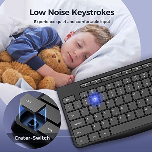 Virfour Wired USB Computer Keyboard, Quiet Keyboard with Multimedia Keys | Virfour Silent Keyboard with Low Profile Chiclet Keys,Spill-Resistant, Anti-Wear Letters,Full Size for Laptop,Desktop