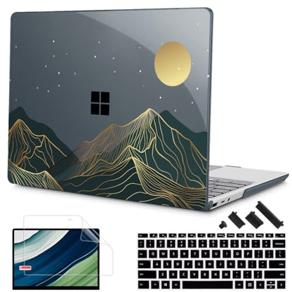 Mektron 2023 Microsoft Surface Laptop GO 3 Case 12.4" Compatible with Go 2/1 Laptop Cover 2022-2020 Releases Model 1943/2013 Plastic Hard Shell Case with Screen Protector, Abstract Mountain C112 - color: Abstract Mountain C112