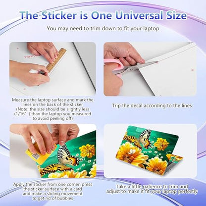 Laptop Skin Sticker Decal Cover,Daisies and Flowers Butterfly | DIGTIALL Universal Laptop Skin Sticker, Waterproof Removable Notebook Decal Protector Cover for 12 13 14 15 Inch Laptops - color: Daisies And Flowers Butterfly