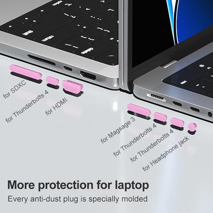 ProElife 21-Pcs Anti Dust Dirt Plug for MacBook Pro 14 16 M5 M4, Pink | Protective Laptop Silicone Anti Dirt Protective Cover, Durable & Reusable, Custom Fit Design, Easy to Apply and Clean - color: Pink
