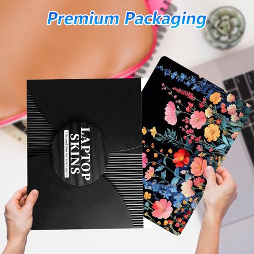 Universal Laptop Skin Sticker Decal with 2 Wrist Pad Skins, Waterproof Scratch Vinyl Cover for 11–15.6 Inch MacBook, HP, Dell, Lenovo, Cutable & Reusable,Dark Wildflower Meadow - color: Dark Wildflower Meadow