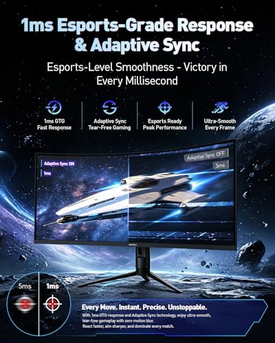 KOORUI 34 Inch 240Hz WQHD 3440x1440 Ultrawide Curved Gaming Monitor, 1500R | 1ms, AMD FreeSync Premium, G-SYNC Compatible, HDR400, 98% DCI-P3, HDMI 2.1, DP 1.4, VESA Mountable for Gaming, Work and Play - size: 34inch 240Hz/WQHD/Curved