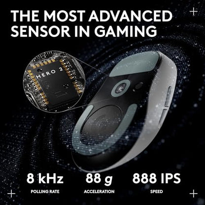 Logitech Pro X Superlight 2c Wireless Gaming Mouse 51g Compact - White | Compact mini size, symmetrical shape, <8 kHz polling, 44K DPI, PowerPlay charging, USB-C, 5 buttons, PC/Mac - color: White, size: Compact, style: Mouse
