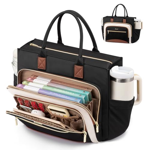 LOVEVOOK Work Tote Bags for Women,Laptop Teacher Bag With File Organizer | Large Cup Holder,Teacher Tote Bag,Nurse Bags,Multi-Pockets Professional Briefcase Business Purses Handbag - color: Black-white-brown, size: 17.3 inch
