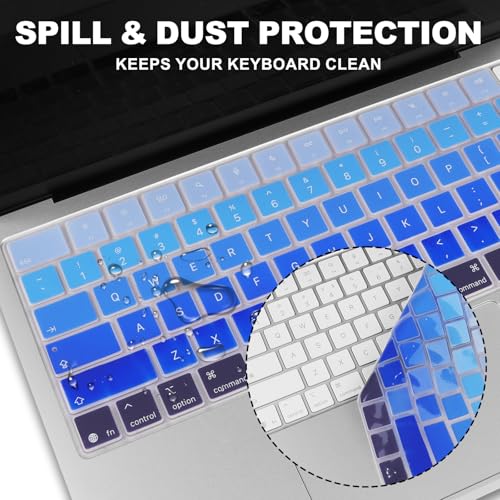 Allinside Keyboard Cover for 2026 MacBook Neo 13-inch A3404 (A18 Pro) & MacBook Air 13"/15" and MacBook Pro 14"/16" (M5 Chip), Premium Silicone Keyboard Protector Skin, US ANSI Layout, Ombre Blue - color: Ombre Blue