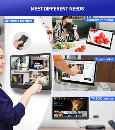 15.6 inch Portable Touchscreen Monitor with HDMI VGA DVI Ports, Screen Extender FHD 1920×1080 IPS Small Touch Screen Display Compatible with Laptops PC PS5/4, Industrial (with Remote) - size: 15.6 inch
