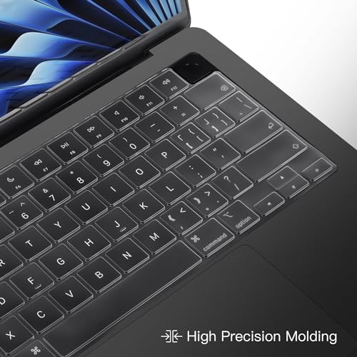 CaseBuy Premium MacBook Air 13 M4 Keyboard Cover for MacBook Air 13.6 inch | with M5 M4 M3 Chip A3449 A3240 A3113 2026 2025, TPU Protector Skin, Anti Dust & Spills (Not Fit Air 13 M1 A2179 A2337),Clear - size: MacBook Air 13.6"(2022-2026)