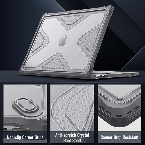 Fintie Rugged Case for MacBook Air 15 Inch, Gray | A3448 A3241 A3114 A2941, 2023 2024 2025 2026, M2 M3 M4 M5, TPU Bumper, Heavy Duty Hard Shell Cover - color: Gray