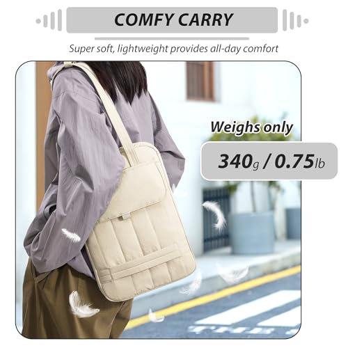 15.6 Inch Puffy Laptop Sleeve with Handle, Vertical Quilted Laptop Shoulder Bag with Luggage Strap, Compatible with 14-Inch Laptops, MacBook Pro/Air/Neo M5/M4/M3, for Women Travel Work (Yellow) - color: Yellow