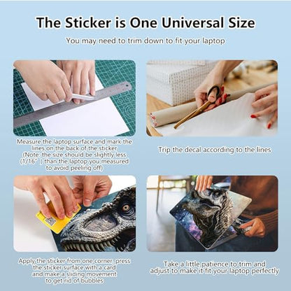 Universal Laptop Skin Sticker with 2 Wrist Pad Skins, Waterproof Scratch Resistant Vinyl Laptop Cover Decal, Cut to Fit for 11–15.6 Inch MacBook HP Dell Lenovo, Dinosaur - color: Dinosaur