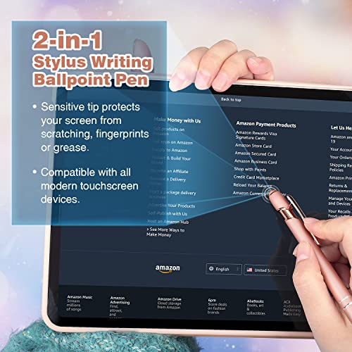 Bribobo 6 Pack Ballpoint Pen 2-in-1 Stylus, 1.0 mm Black Ink | Retractable Ballpoint Pen with Stylus tip, Metal Stylus Pen for Touch Screens - color: 6