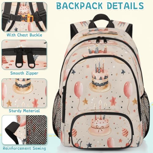 Happy Birthday Laptop Backpack for Women Men, 18.3 Inch Travel Work Backpacks, Cute Cake Waterproof Computer Casual Daypack Nurse Teacher Bags - color: Multicolor 18